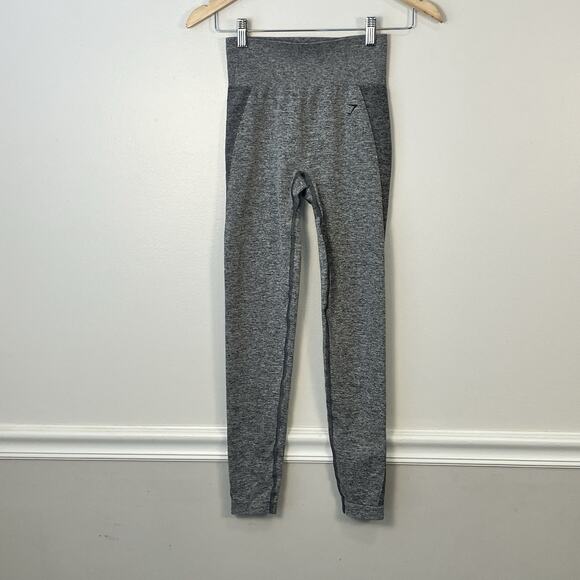 GYMSHARK FLEX HIGH WAISTED LEGGINGS Gray Spellout Logo Women’s Size S B1A2Q - Picture 2 of 10